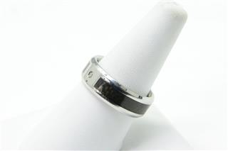 MENS STAINLESS STEEL CARBON FIBER RING WEDDING BAND WITH DIAMOND UNBRANDED SIZE